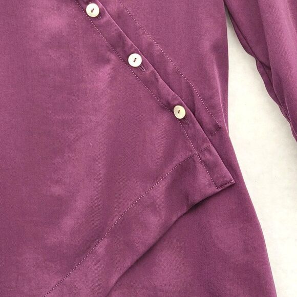 Soft Surroundings Size PM Tunic Top Washed Tencel Purple Wrap Front Asymmetric - Picture 8 of 13